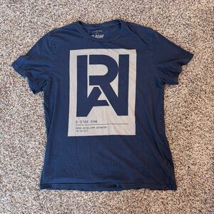 G-Star Navy Short Sleeve Logo Graphic Tee